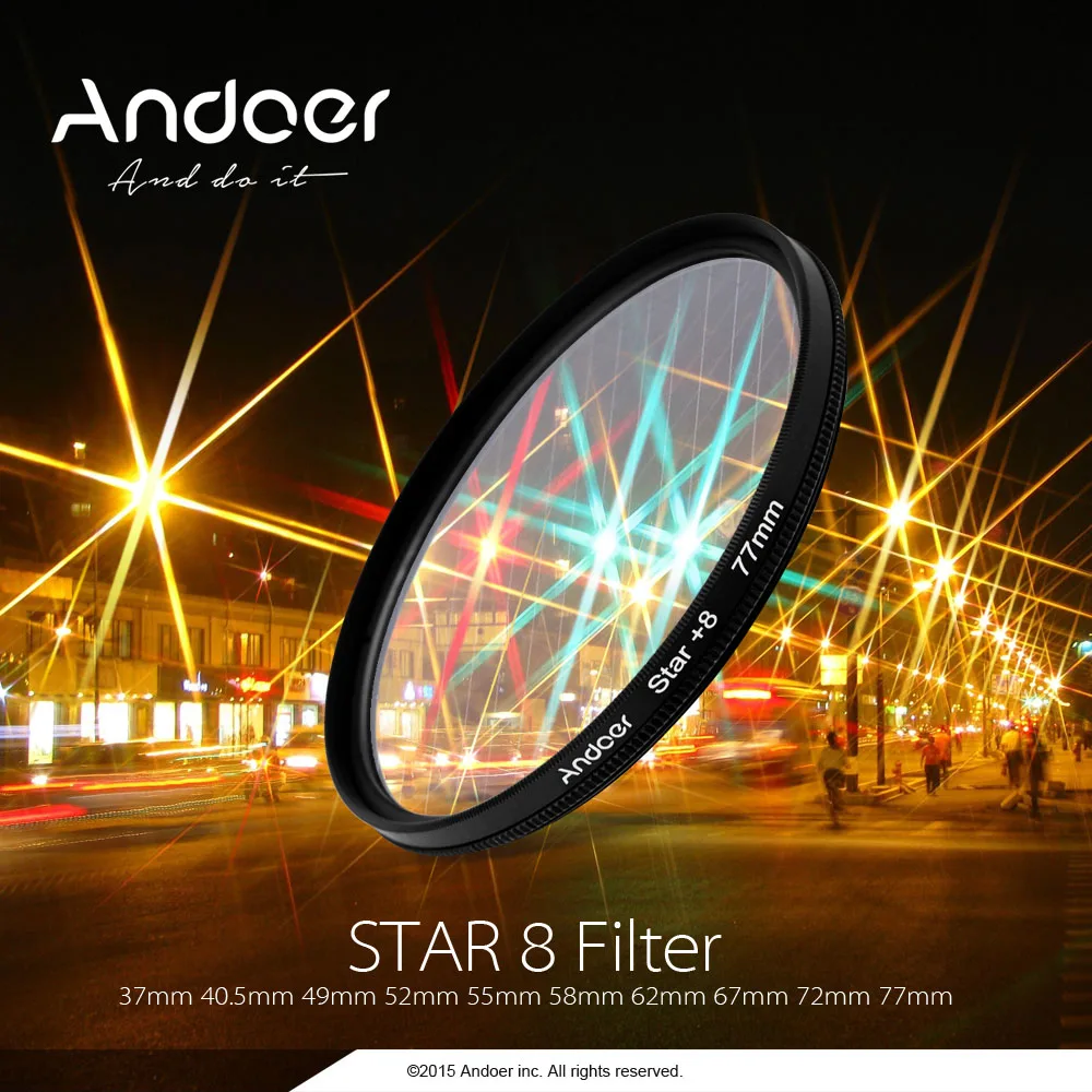 Andoer 40.5mm UV + CPL Star 8-Point Filter Kit Camera Lens Set for Canon Nikon Sony DSLR with Case | Электроника