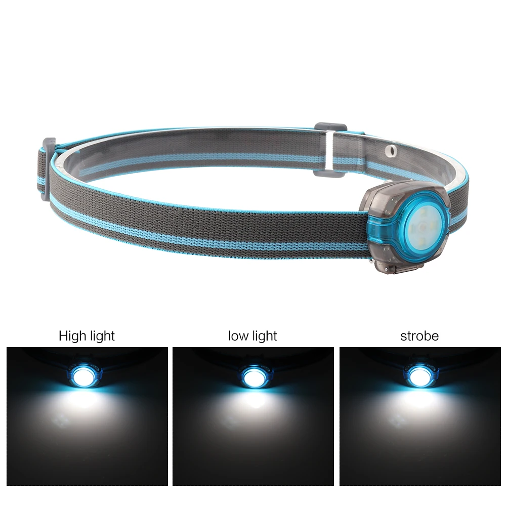BORUiT 200LM светодиодный мини-налобный фонарь 4 SMD 3-Mode энергосберегающая фара Водонепроницаемая Кнопка батарея Головной фонарь Runing фонарик