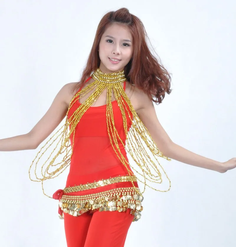 Костюм для танца живота длинные браслет из ожерелья и бисера золото/серебро