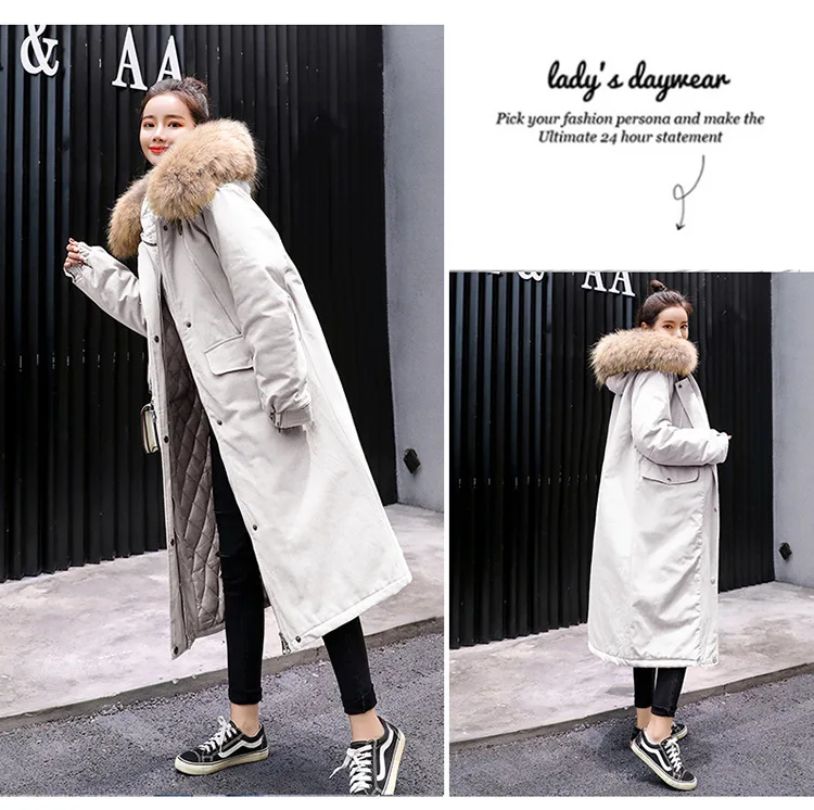 Hot sale hooded down cotton women's wear cotton pants knee length thickened cotton padded jacket 865