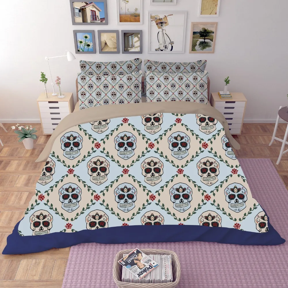 3d Head/Cranium Bedding Skull Duvet Cover Set 3/4Pcs Twin or Single/Full/Queen Size Without Comforter Free Shipping | Дом и сад