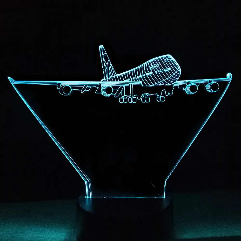 3d лампа в виде летающего самолета декоративная настольная RGB для настроения