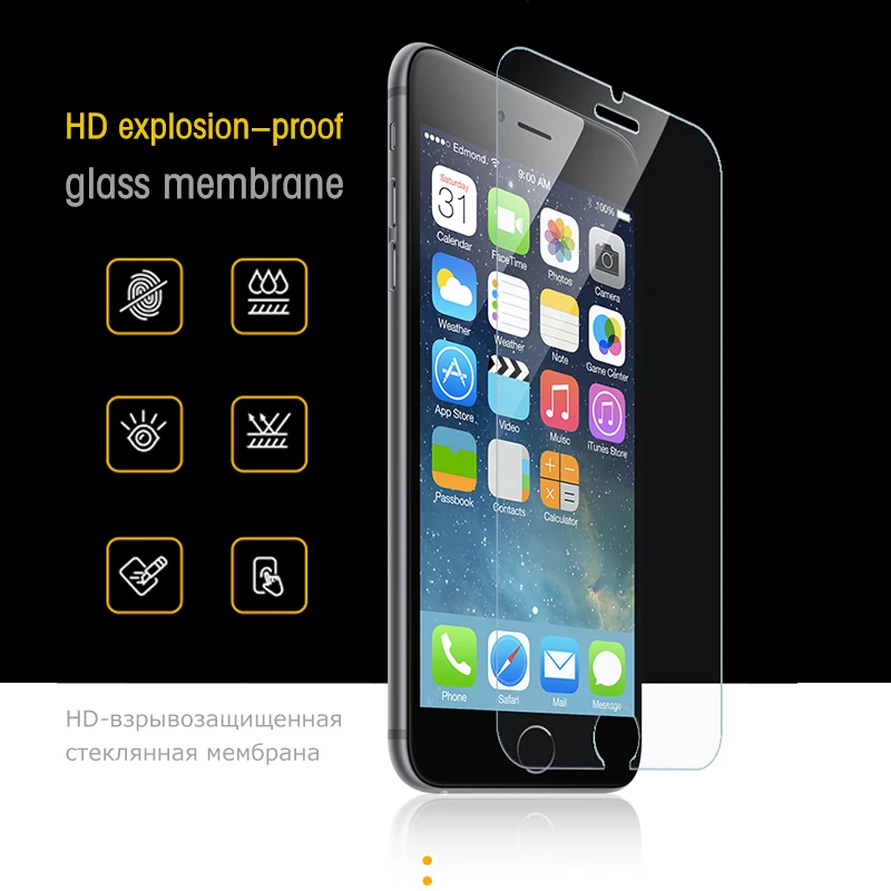 EKDME 2 шт./компл. Защитная пленка для экрана iPhone 4 4S 5C 5E 5S 5 6 6S 7 Plus X защитное