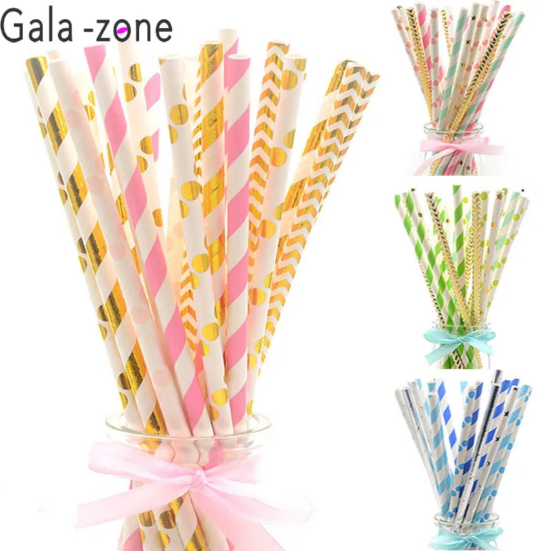 Gala-zone 25 шт. бумажные соломинки для питья, для свадебной вечеринки, для украшения стола, для дня рождения, для детей, для мальчиков и девочек, для душа, для взрослых, принадлежности