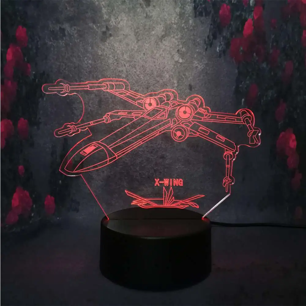 X-WING creative Star Wars Plane Model Night Light Military acting Apply Machine 3D LED USB Charge Bulb Table Lamp Bedroom | Лампы и