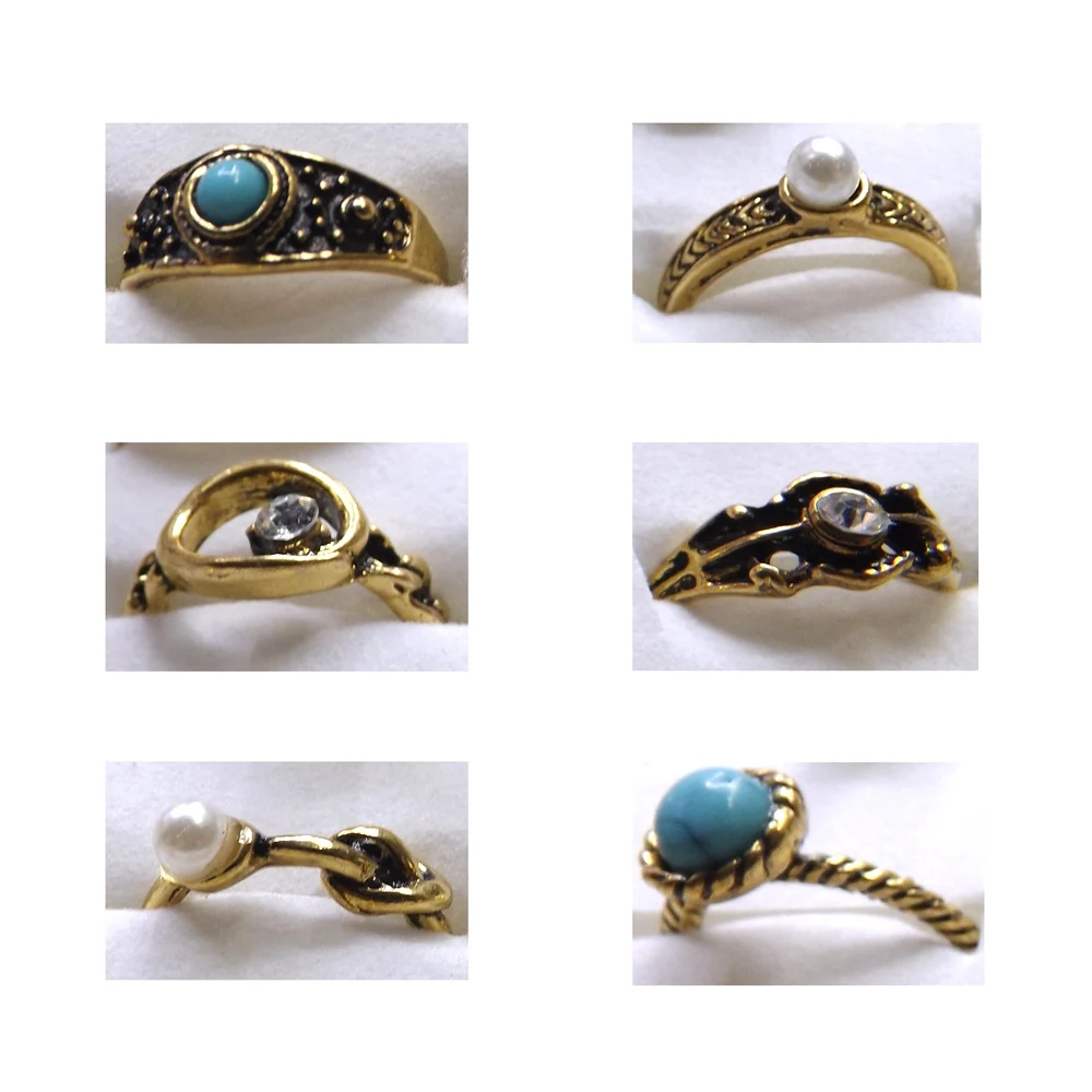 OL's любимый античный золотой цвет кольца Установка кристалл искусственный