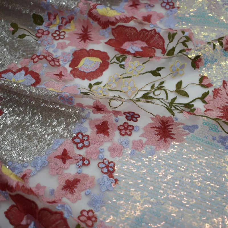 Горячая Распродажа сетчатая вышивка azalea кружевная ткань с блестками для платья