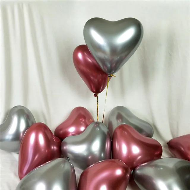 silver rose 10 шт 12 дюймовые металлические шары золотые, серебряные, красные, винные, фиолетовые круглые шары из латекса для детского дня рождения, свадьбы, вечеринки, украшения для детей - Цвет: silver rose