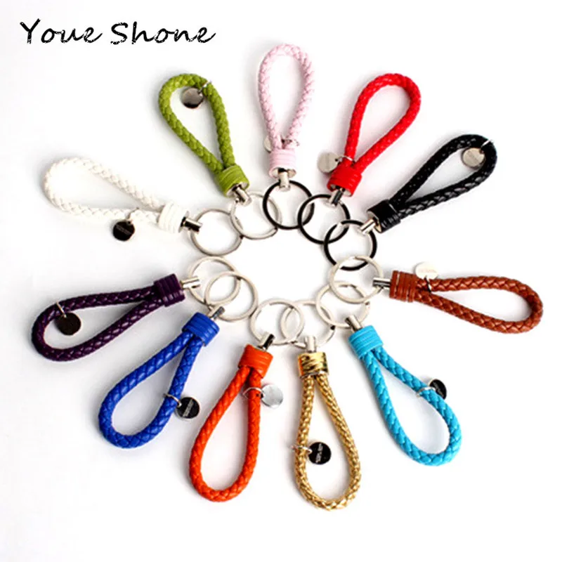 Simple Manual Compilation Leather Cord keychain gift Zinc alloy key ring Car chains Creative handmade products | Украшения и