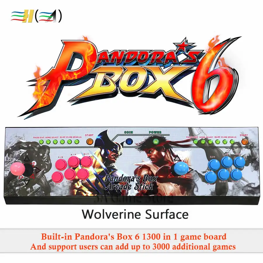 Pandora's box 6 1300 в 1 аркадная игровая консоль usb джойстик кнопки 2 игрока управляющая машина может добавить 3000 игр fba mame ps1 3d