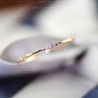 Тонкое Изящное миди-кольцо для женщин, мини кубический цирконий, Супертонкое кольцо на палец, розовое золото, кристалл, модные ювелирные изделия, оптовая продажа KBR029