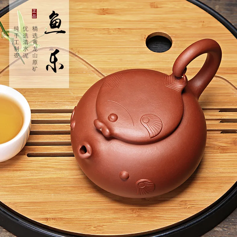 

Teaware Qing цементный рыбный музыкальный горшок ручной работы бионический цветочный горшок для покупок Gongqian Taofeng фиолетовый песочный горшок ма...