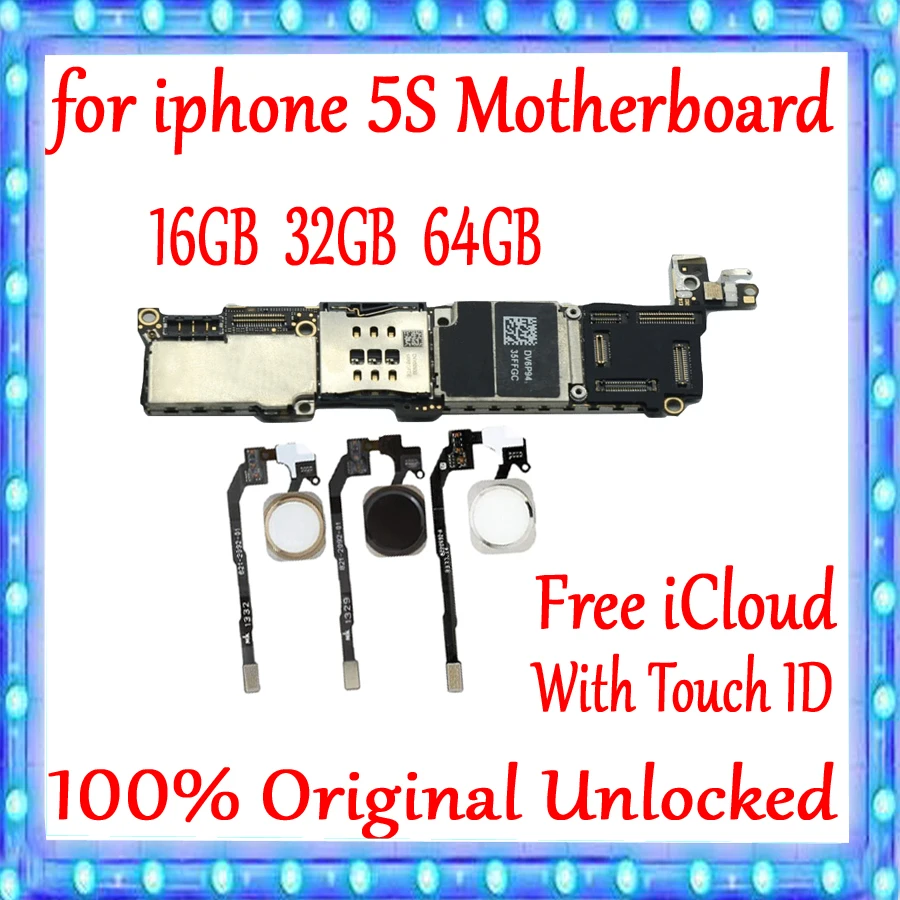 Заводская разблокированная материнская плата для iphone 5S с сенсорным ID/без