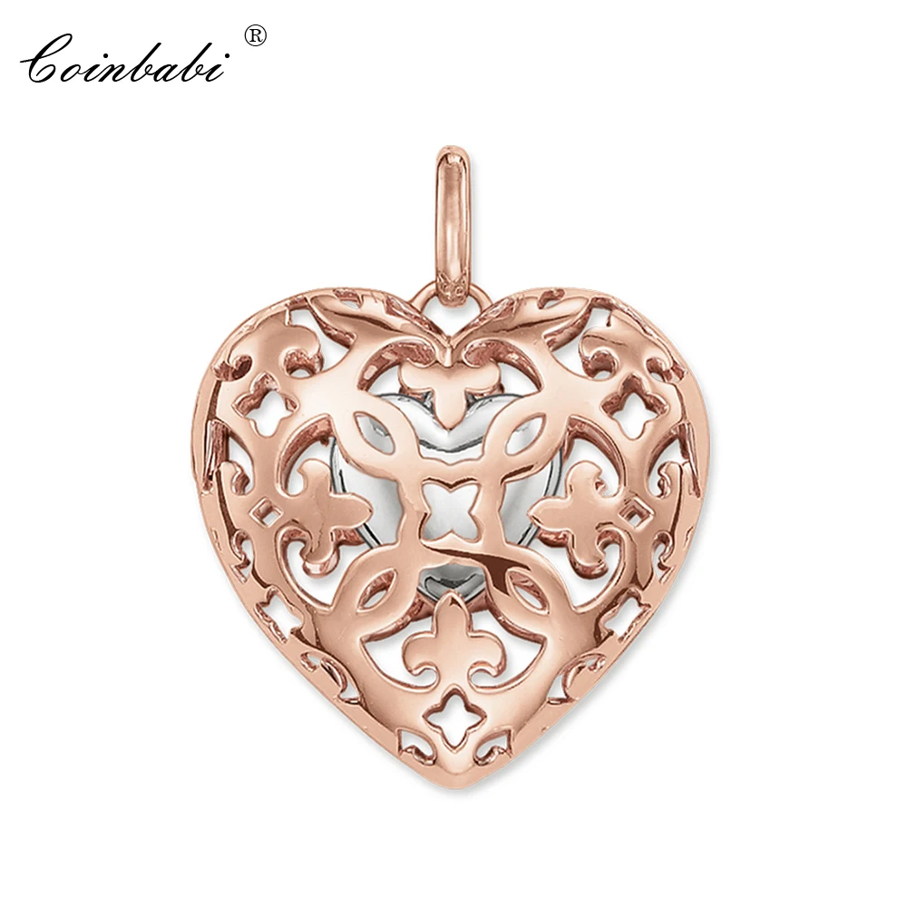 

Кулон медальон сердце розовое золото-цвет для женщин Модный классический подарок Европейский стиль душа ювелирные изделия кулон подходит ожерелье