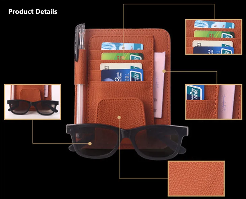 Универсальный автомобильный солнцезащитный козырек Card Case Держатель Clipper очки провести документы организатор билет сумка ручка вешалка автомобиль-Стайлинг укладка уборка