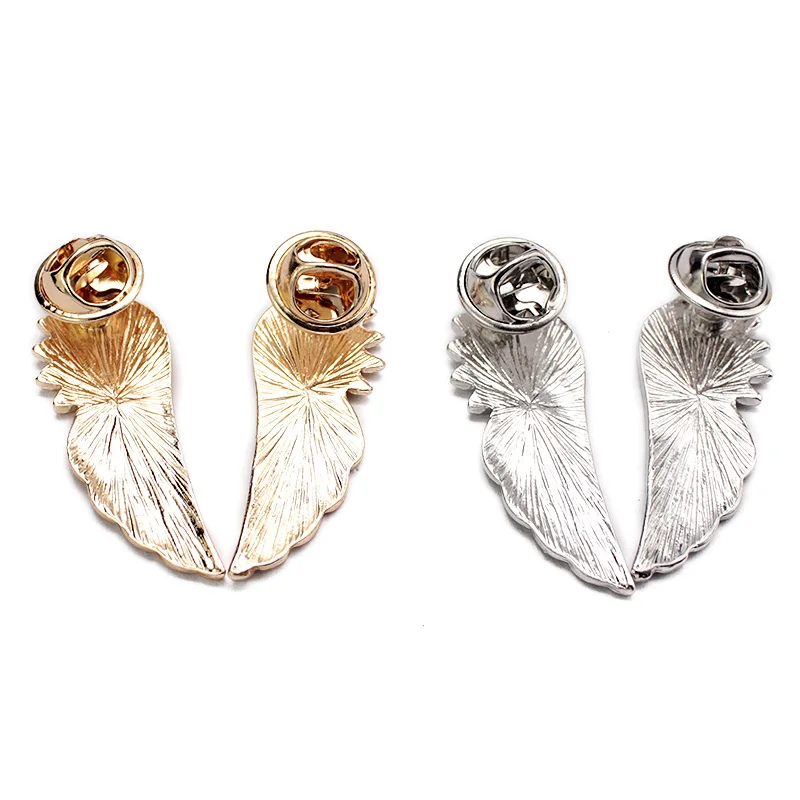 Fashion Popular Gold Silver Color Wings Collar Pin Sweater Shirt Brooches for Women Angel Wing Cute Girl Punk Jewelry