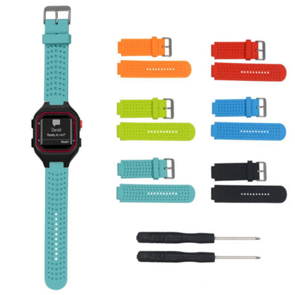 

6 Colors Soft Bracelet Men Sport Silicone Watch Wrist Band Strap For Garmin Forerunner 25 Watch Wrist Band Strap Replacement