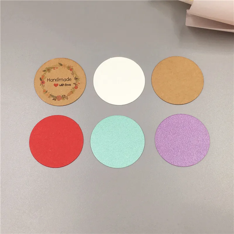 200 шт./лот 4 см цветная бумажная упаковка этикеток круглые открытки ручной работы