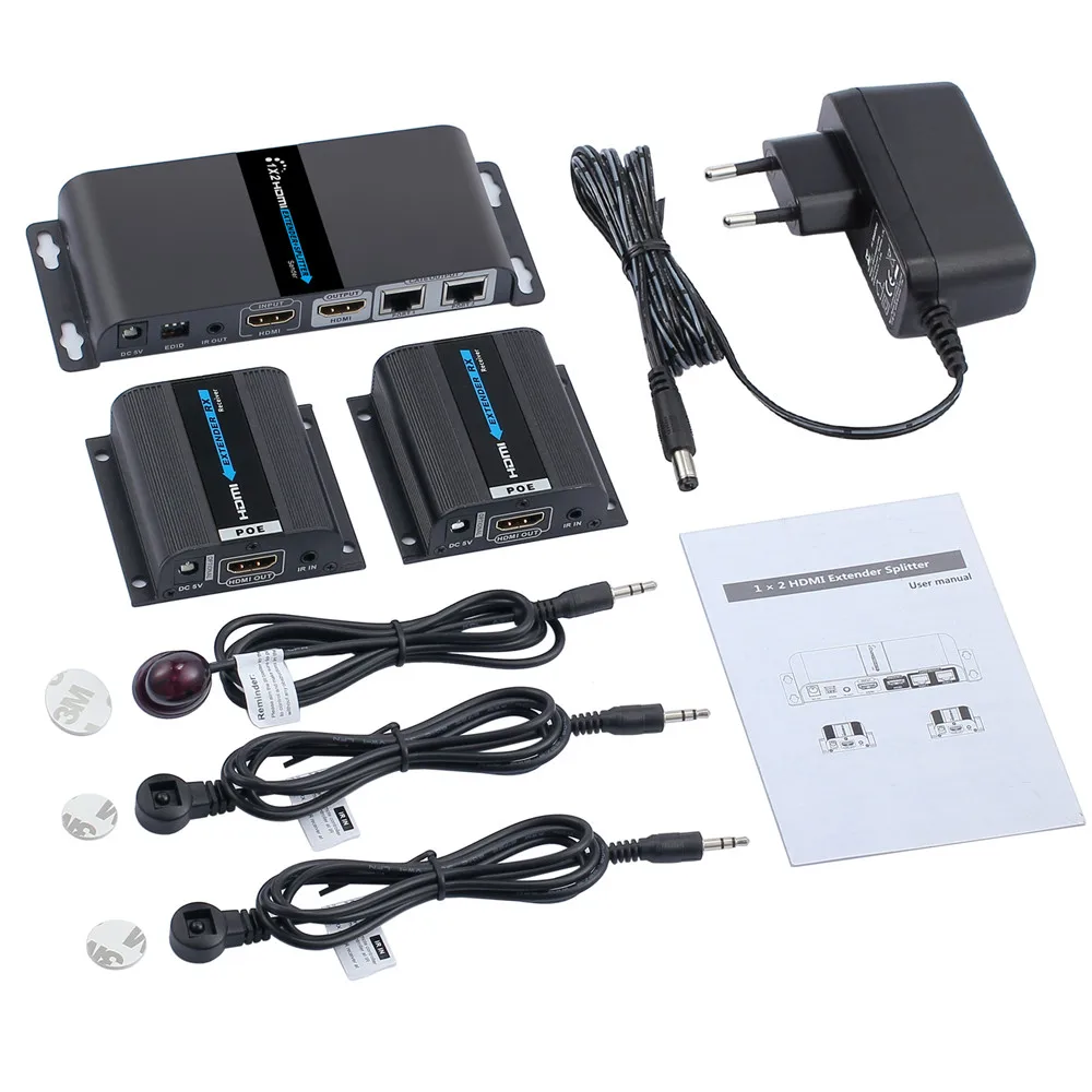 PROZOR 40 м 1x2 HDMI совместимый расширитель сплиттер Ретранслятор с 2 портами выход