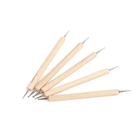5pcsset metal 2 ways dotting tool nail art wooden point drill pen nail decoration painting brush nails design tools free shippi