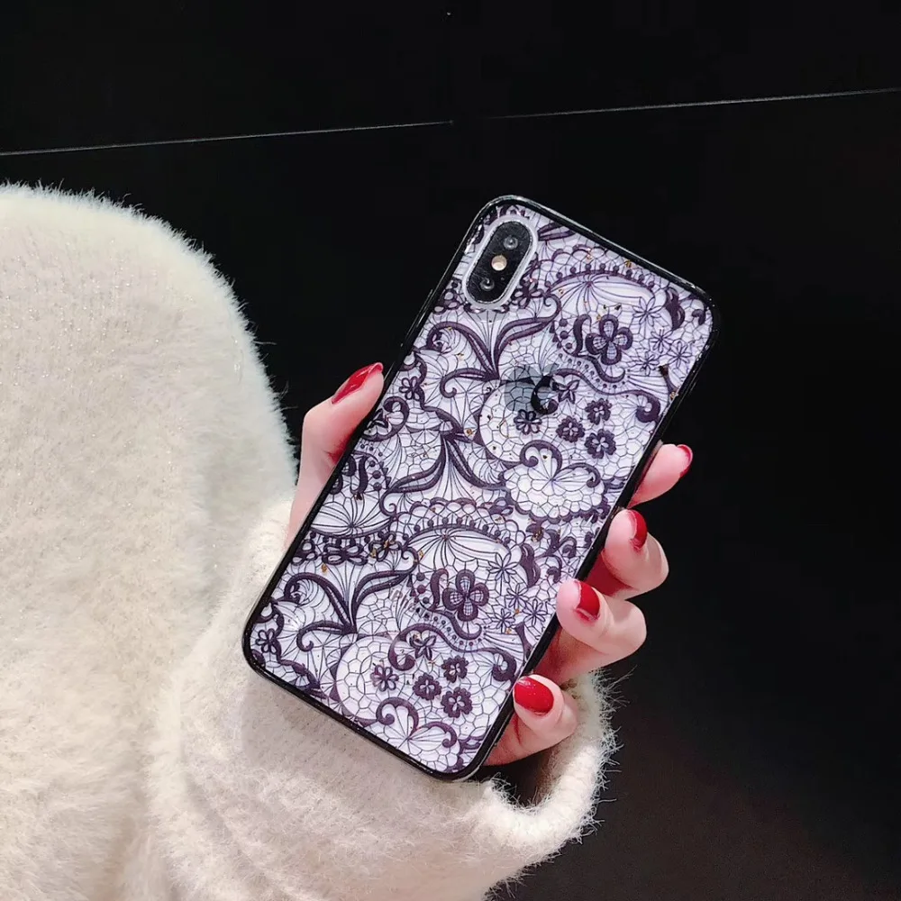 Zxtrby For iPhone X XS Max Case Vintage lace Phone 5 5s se 6 6s 7 8 Plus Soft TPU Summer style Cover Coque |