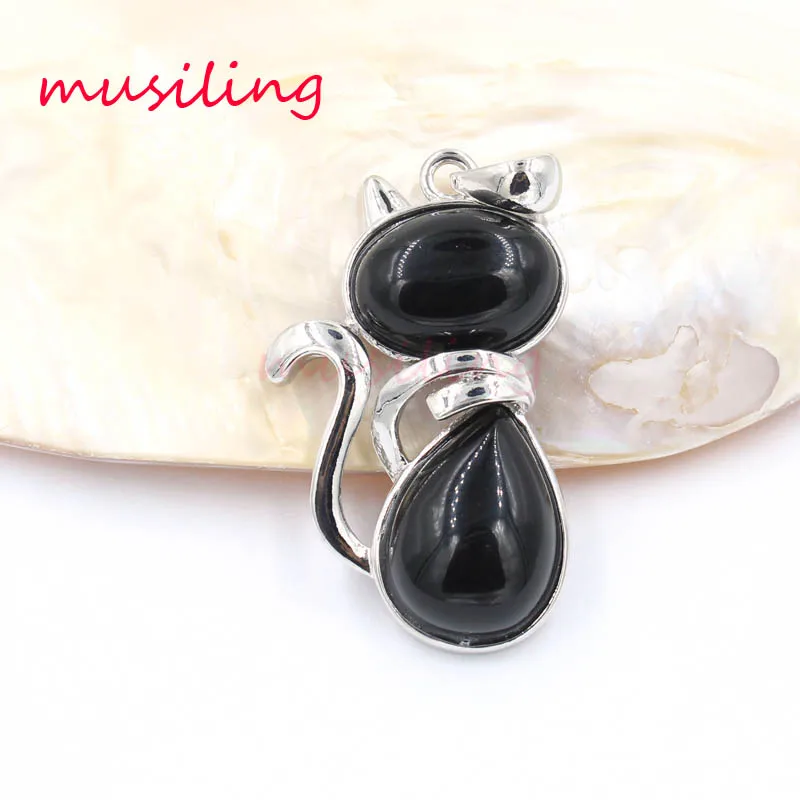 Natural Gem Stone Cartoon Cat Pendants Reiki Pendulum Charms Healing Chakra Amulet Europe Fashion Jewelry For Womens 1Pcs | Украшения и