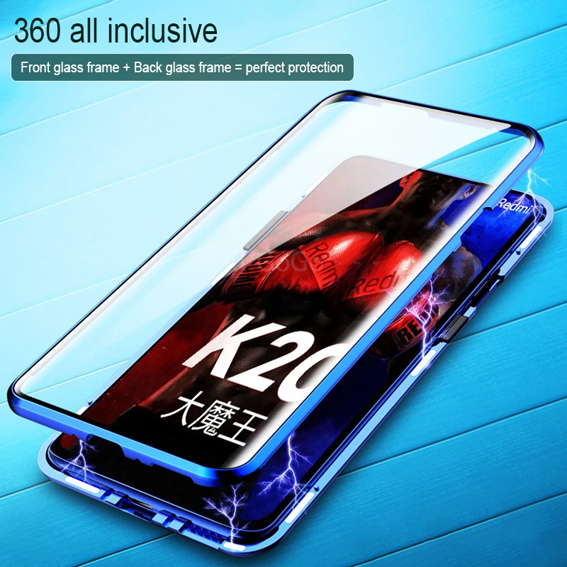 Чехол для redmi k20 pro магнитный металлический чехол xiaomi Pro двухсторонний стеклянный