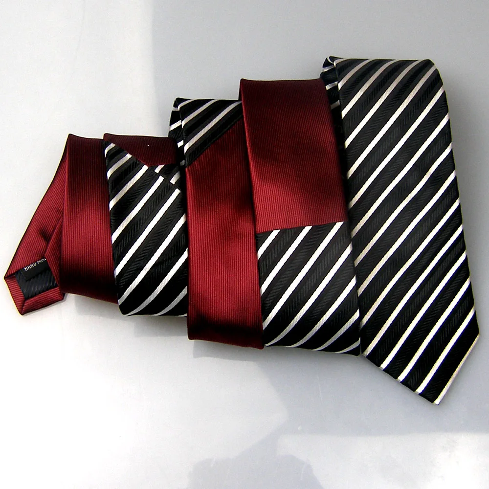 Мужские галстуки для костюма LAMMULIN бордовый с узлом контраст черный серебристым