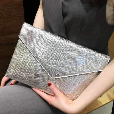 Topchigh женские сумки дизайнерские из искусственной кожи клатч Сумки через плечо для женщин Сумка через плечо мини-конверт сумка-мессенджер - Цвет: Серебристый