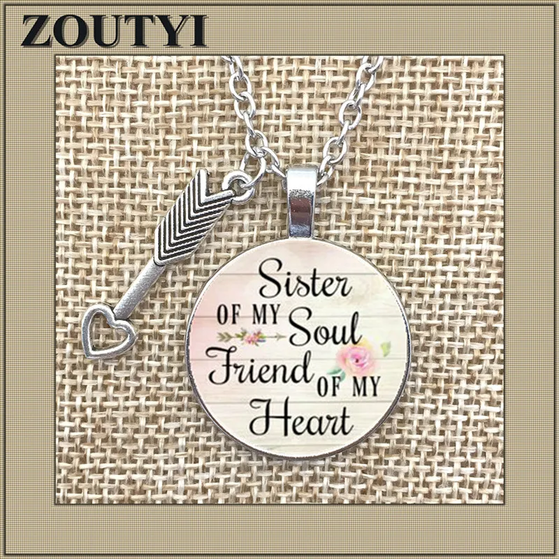 Ожерелье с подвеской soul sister my friend вдохновляющее ожерелье из сплава со стеклом