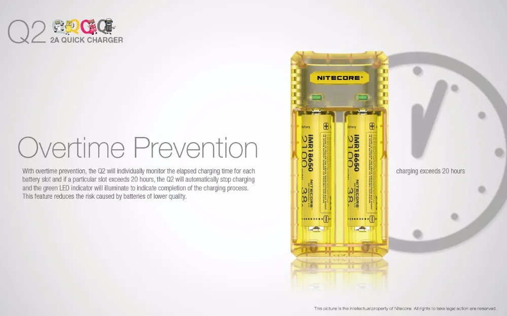 Умное зарядное устройство NITECORE Q2 с 2 слотами IMR/li ion для 18350 14500 16340 RCR123 26650 10340 10350 10440
