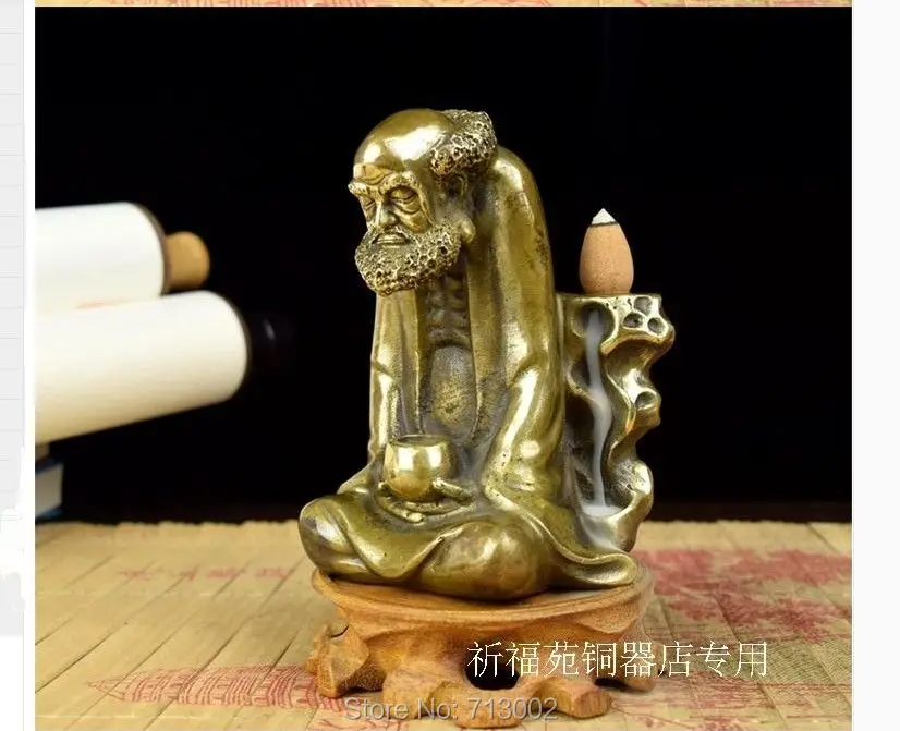 Винтажная Волшебная потоковая обратная горелка для благовоний медная Dharma с 6