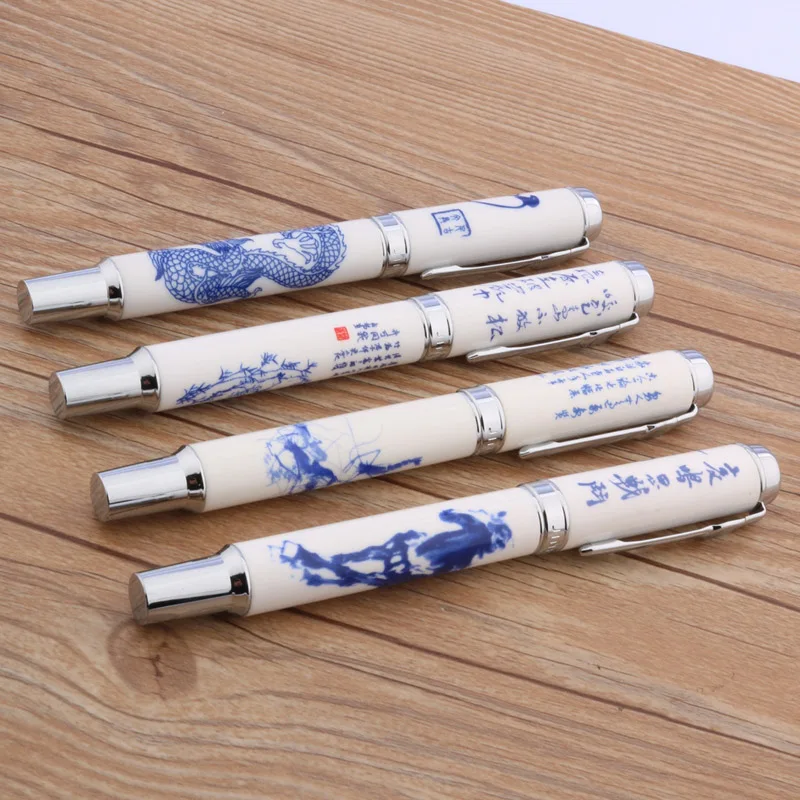 1 шт. JINHAO 950 Китайская каллиграфия Дракон синий и белый Керамика подарочная авторучка
