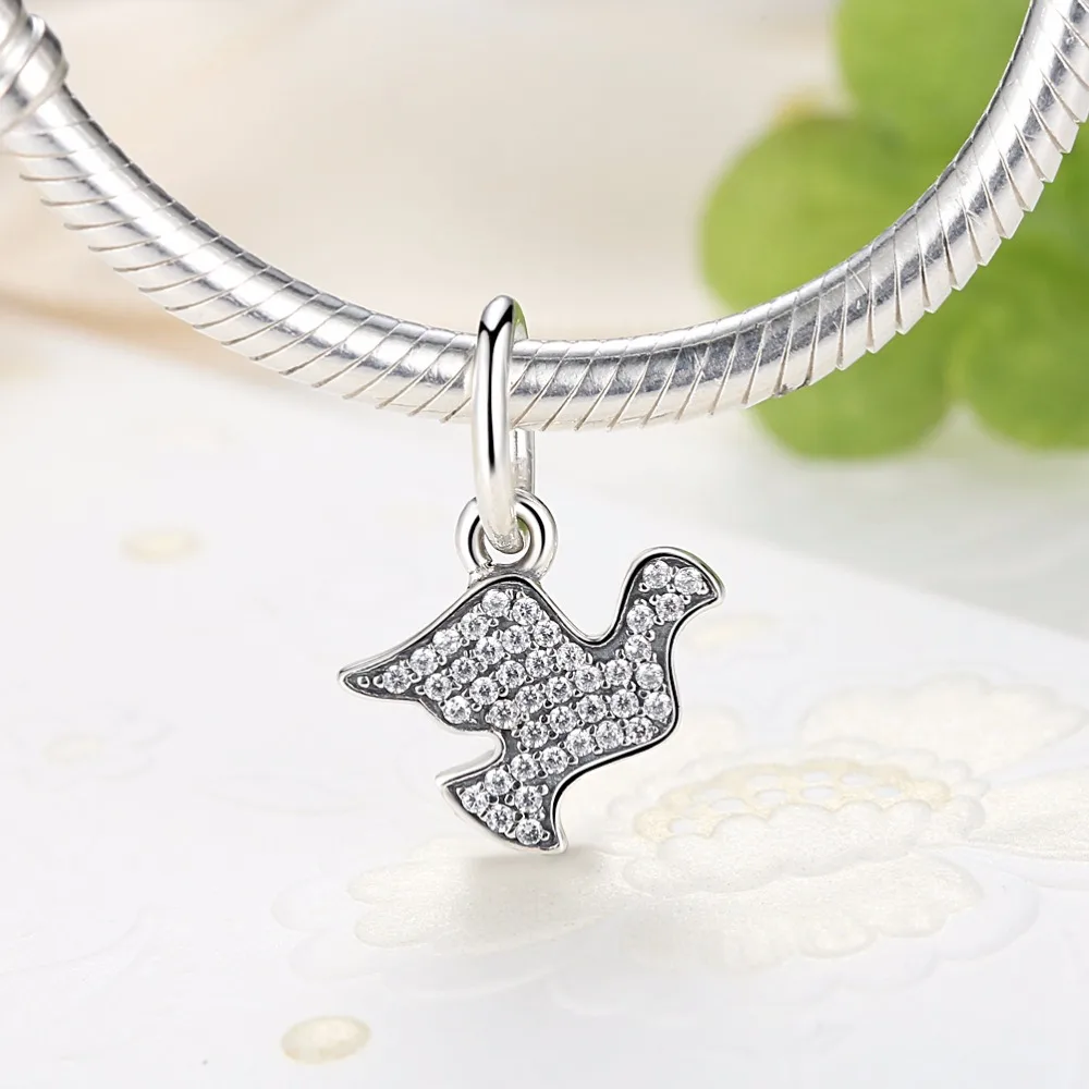 Everbling ювелирные изделия голубь мира ясно CZ 100% стерлингового серебра 925 Шарм