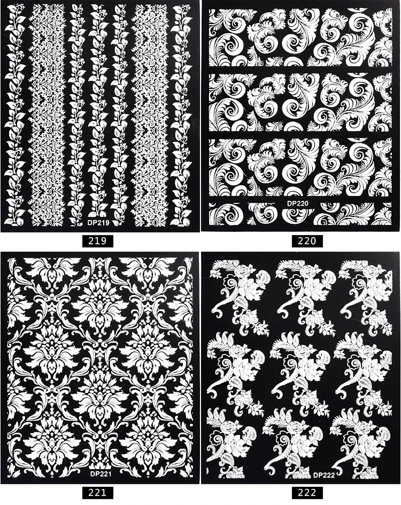 2018 New Flower Series Black &amp White Nails Stickers Professional DIY 3D Art Decoration for Party Stick Beauty Tools | Красота и