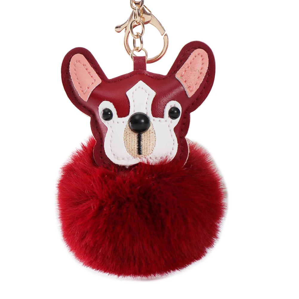 Lovely Cartoon Dog Pompom Key Ring Holder Keychain Women Gift Backpack Ornament | Украшения и аксессуары