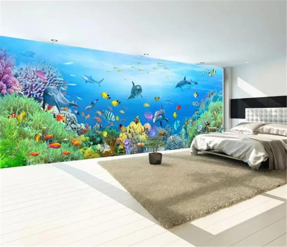 3D обои любых размеров на заказ красивые Подводные для гостиной фона ТВ украшение