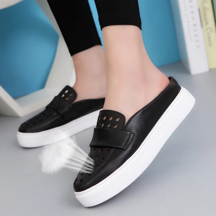 Маленькие белые туфли с первой половиной тапочки женщины обувь южной Кореи