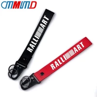 ralliart ribbon key chain key ring car styling for mitsubishi asx lancer 10 pajero sport outlander 3 keychain car accessories