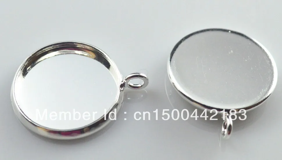 

Silver Plated high quality 200pcs 14mm Round Cameo Cabochon Setting Earring Drop Pendant Base Blanks Trays Bezel Charms
