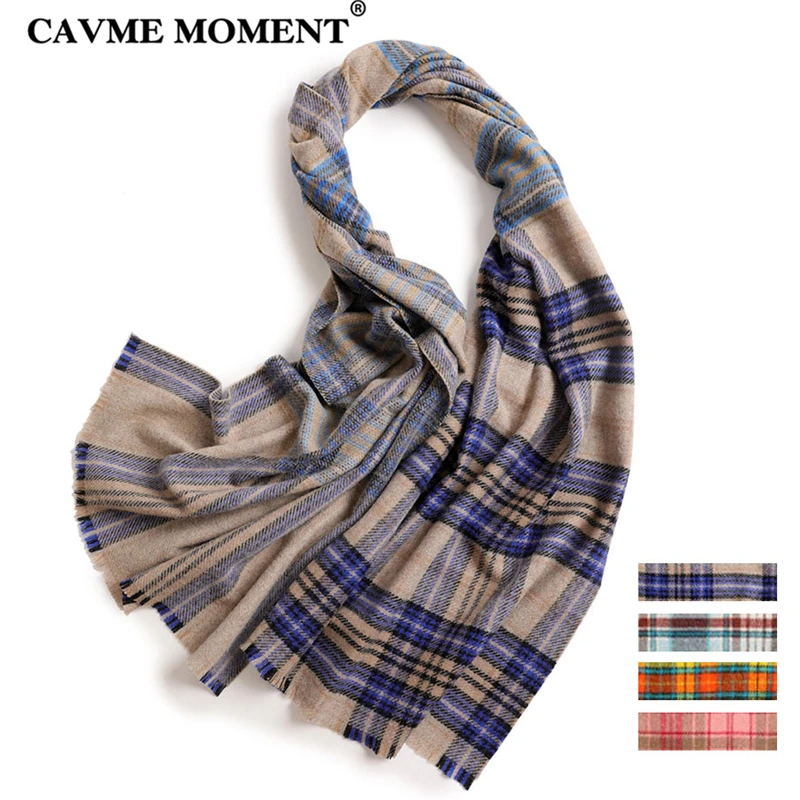 

CAVME Plaid Wool Scarf Unisex Long Scarves Ladies Largue Warm Winter Woolen Wraps Shawls 200*60cm 280g