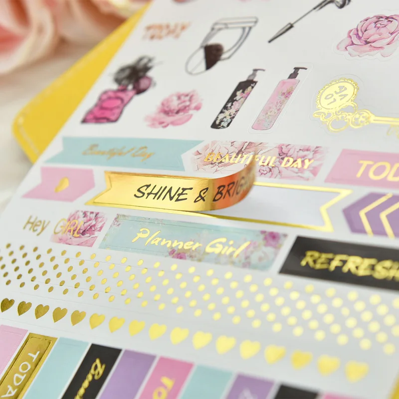 Самоклеящиеся Стикеры ZFPARTY Sweet Weekend из золотой фольги для скрапбукинга