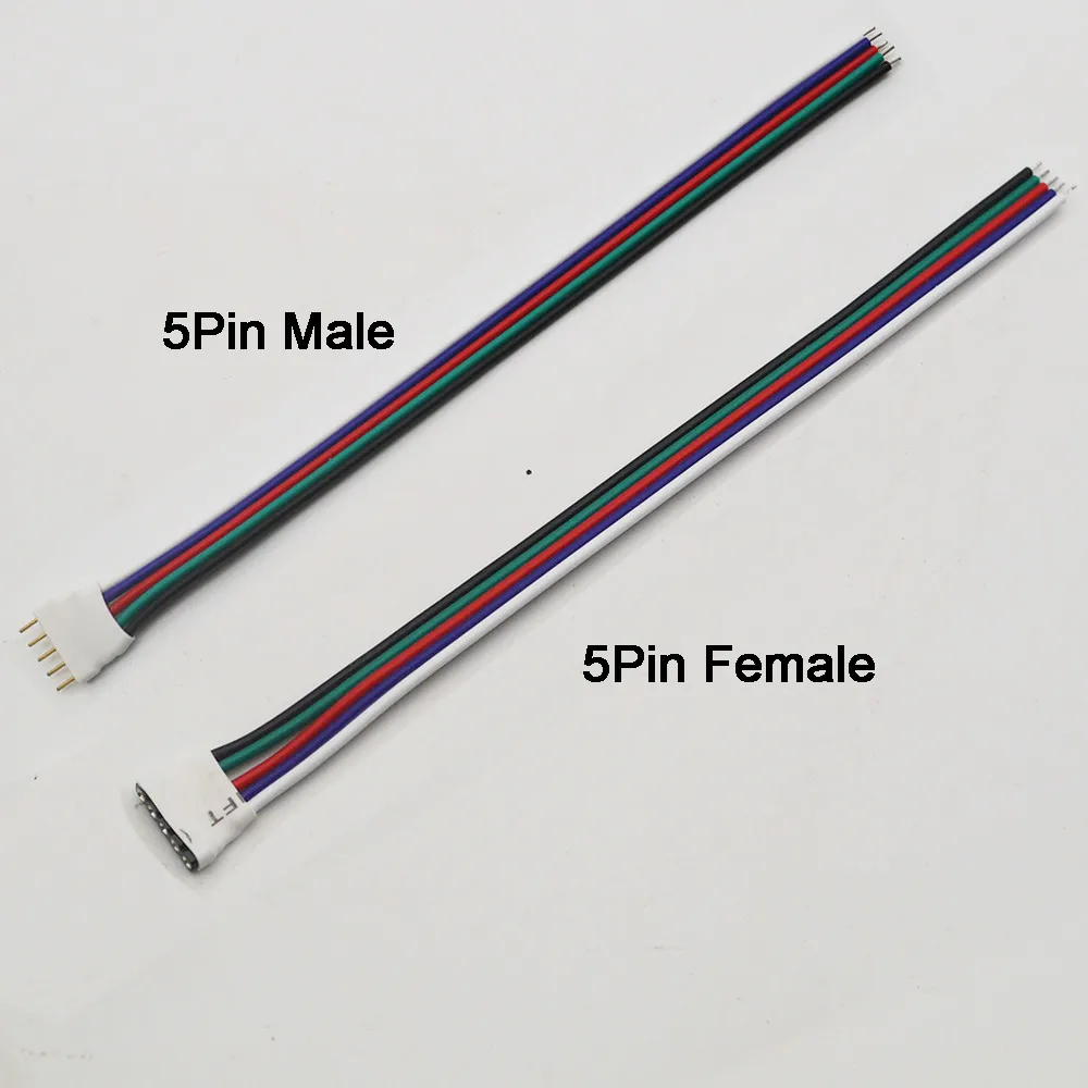 5Pin Male Female 5 шт. 4pin 5Pin светодиодный кабель Мужской Женский Разъем адаптер провода для 5050 3528 SMD RGB RGBW светодиодный светильник RGB RGBW светодиодный контроллер - Цвет: 5Pin Male Female