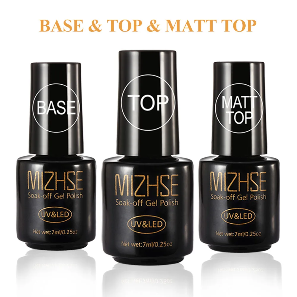 

Верхнее Базовое покрытие MIZHSE, отмачиваемый набор гель-лаков для ногтей, праймер для ногтей, матовое верхнее покрытие для ногтей, УФ-гель без ...