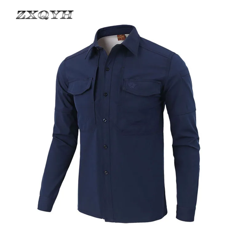 ZXQYH мужские зимние рубашки Softshell водонепроницаемые Футболки с длинным рукавом