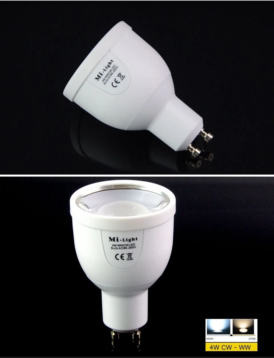 Milight 2 4G GU10 4W Беспроводная Светодиодная лампа с регулируемой яркостью двойной