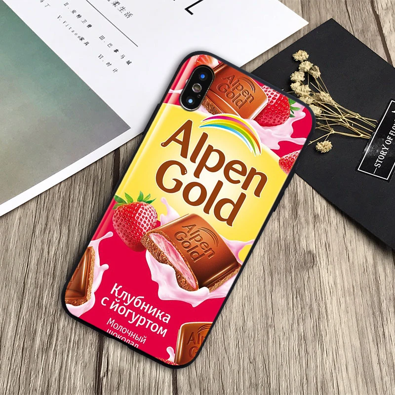 Мягкий силиконовый черный чехол для телефона alenka bar wonka с изображением шоколада