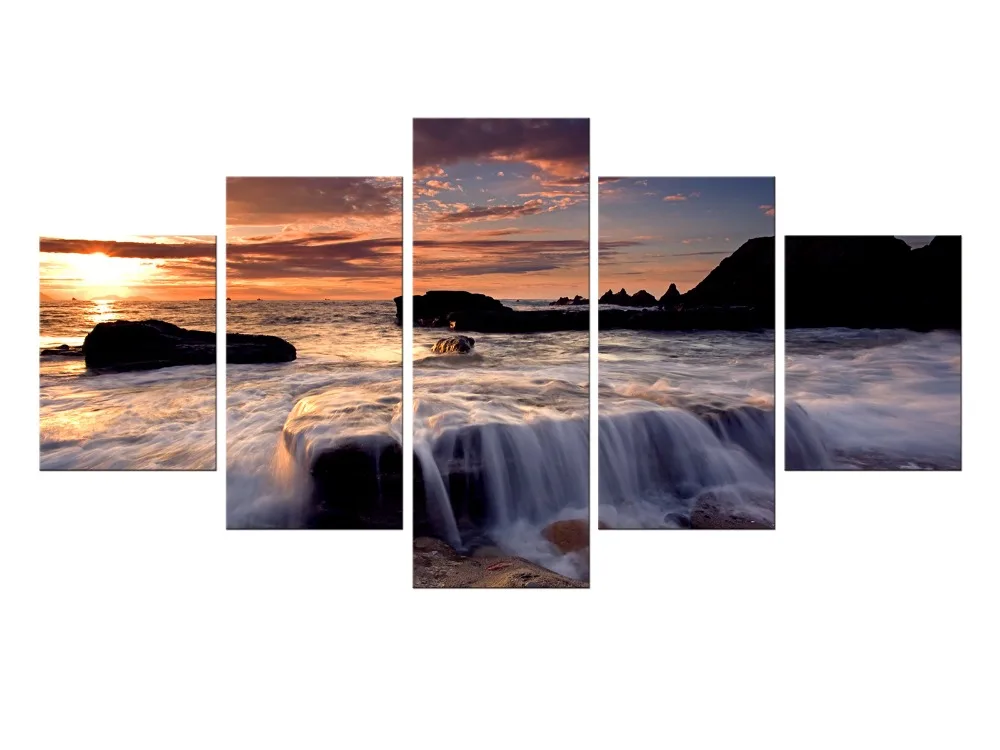 

5 шт. настенные картины для гостиной, искусство, водопад, холст, картина, модульные картины, плакаты и принты, картины в рамке