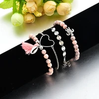 attractto new 4 pcsset heart sea turtle bracelets for women tassel bracelet charm bohemian jewelry seashell bracelets sbr190158