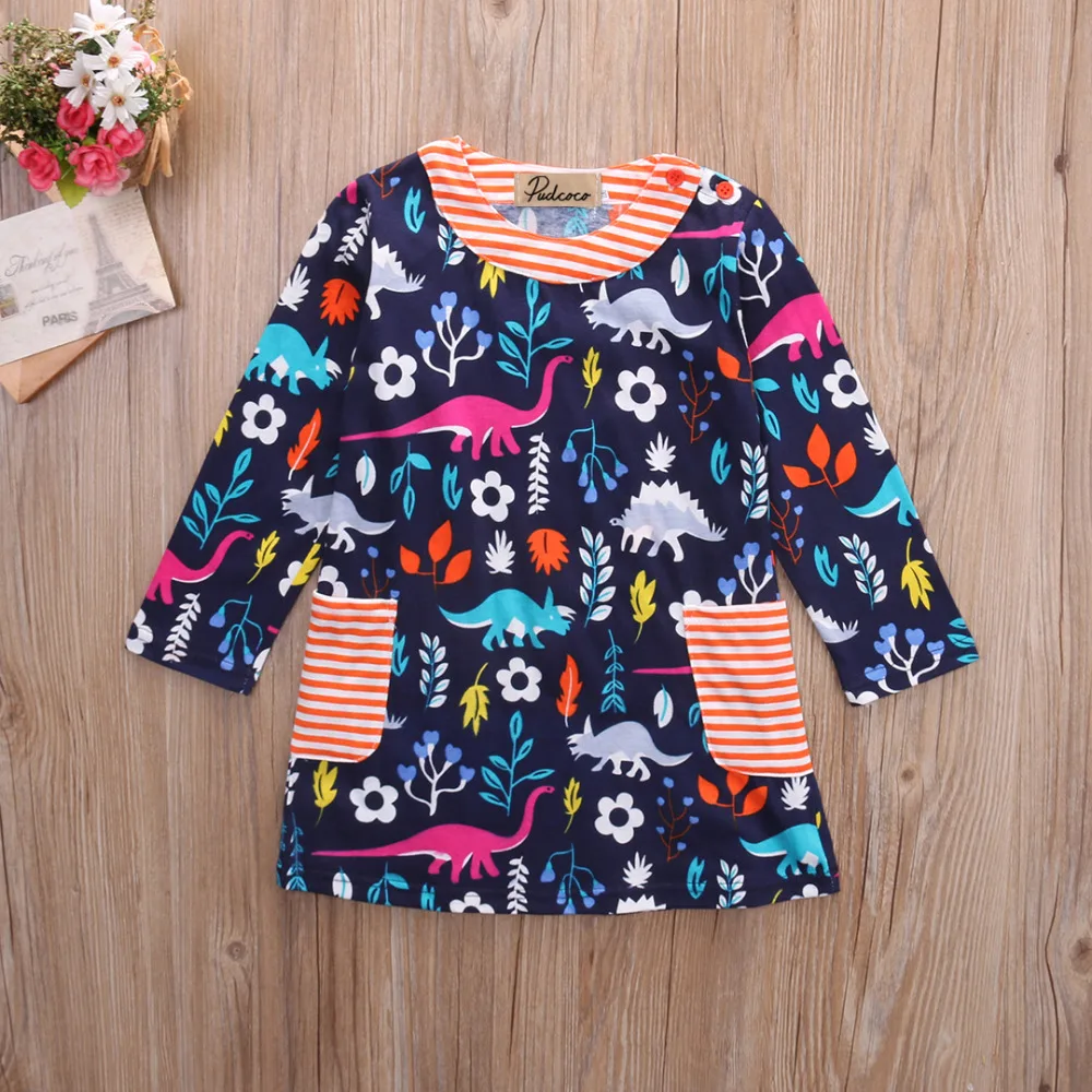 2017 Модные топы принцессы с цветочным рисунком для девочек платье длинными